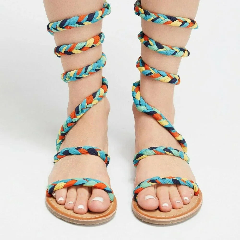Free People Womens 37 Multi Braid Havana Gladiator - Picture 1 of 7